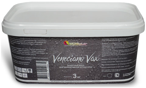 Veneciano vax Veneciano vax — это бесцветный защитный воск для венецианских декоративных штукатурок, способствующий созданию благородного глянца. 